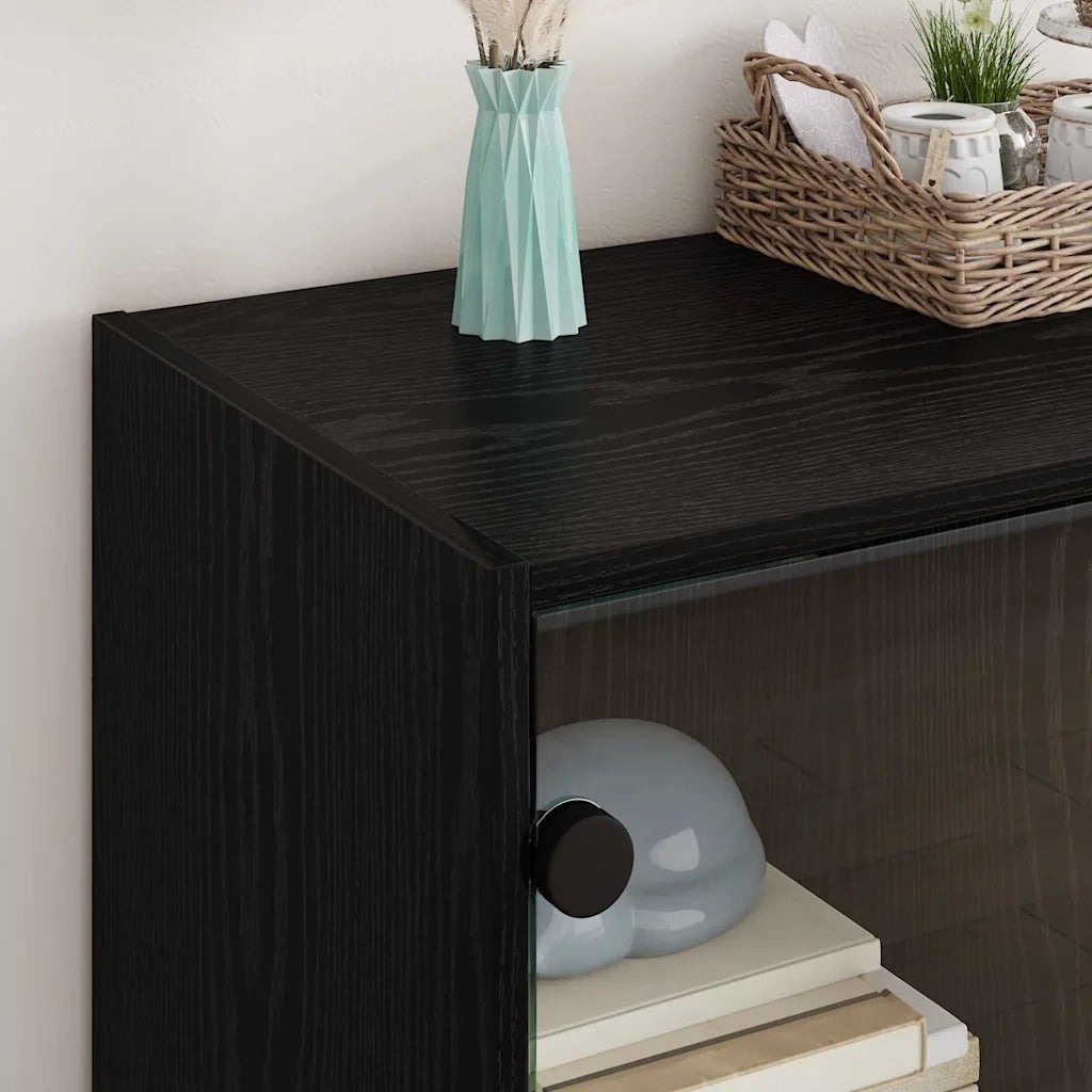 Mobile laterale Rovere Nero 68 x 37 x 75,5 cm Legno multistrato 886248