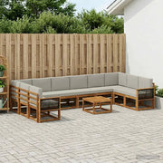 Set di divani da esterno 11 pcs Naturale e Grigio Chiaro