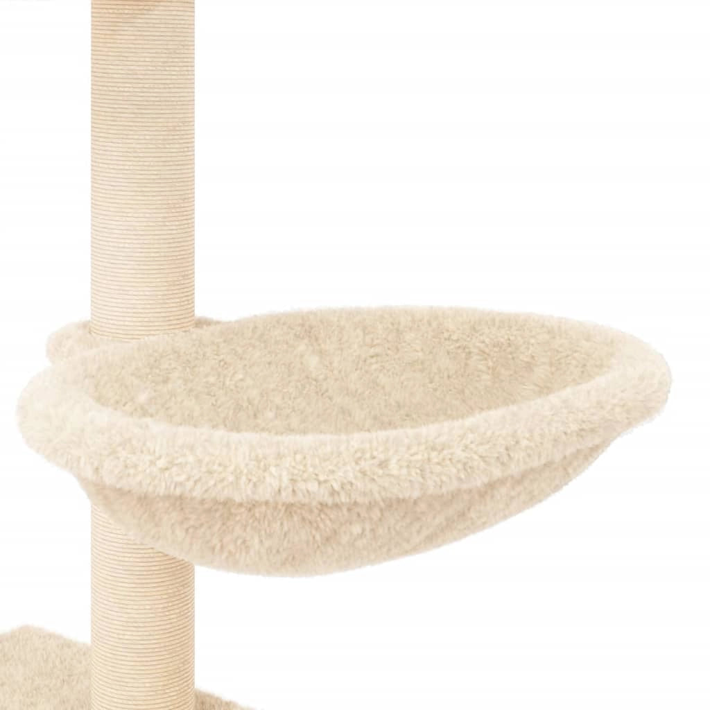 Tiragraffi per gatti torre per arrampicata giocattolo piattaforma per arrampicata con tiragraffi in sisal 117 cm crema 02_0022460