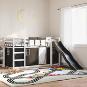 Letto a Castello con Scivolo e Tende Bianco e Nero 90x200 cm 3284110