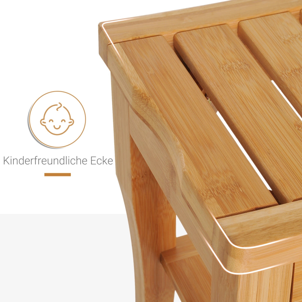 Sgabello da Doccia con Ripiano in Bamb¨´ Naturale ¨C zephmum ¨C 47.5x26x44.5 cm