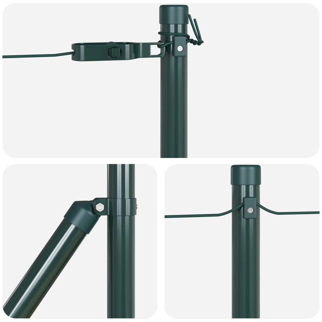 Poste per Recinzione 13 pz Verde Ã˜32 mm 120 cm Acciaio Zincato