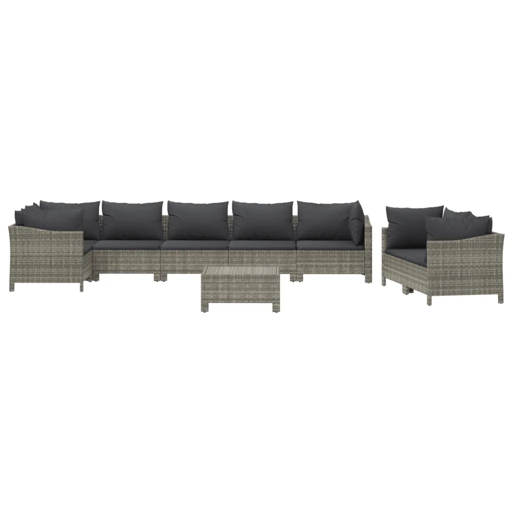 Set Divani da Giardino 9 pz con Cuscini in Polyrattan Grigiocod mxl 100646