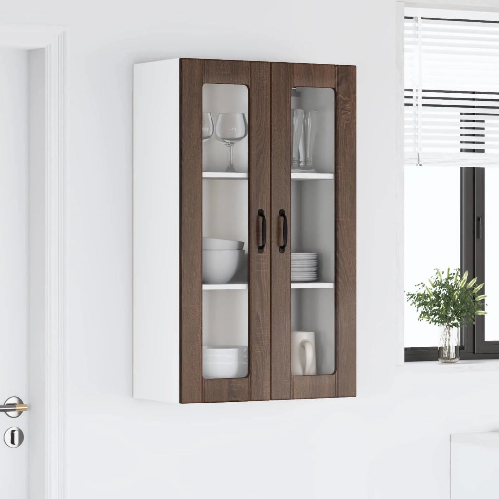 Mobile in vetro da parete LUCCA Rovere Marrone 60 x 31 x 100 cm 885182