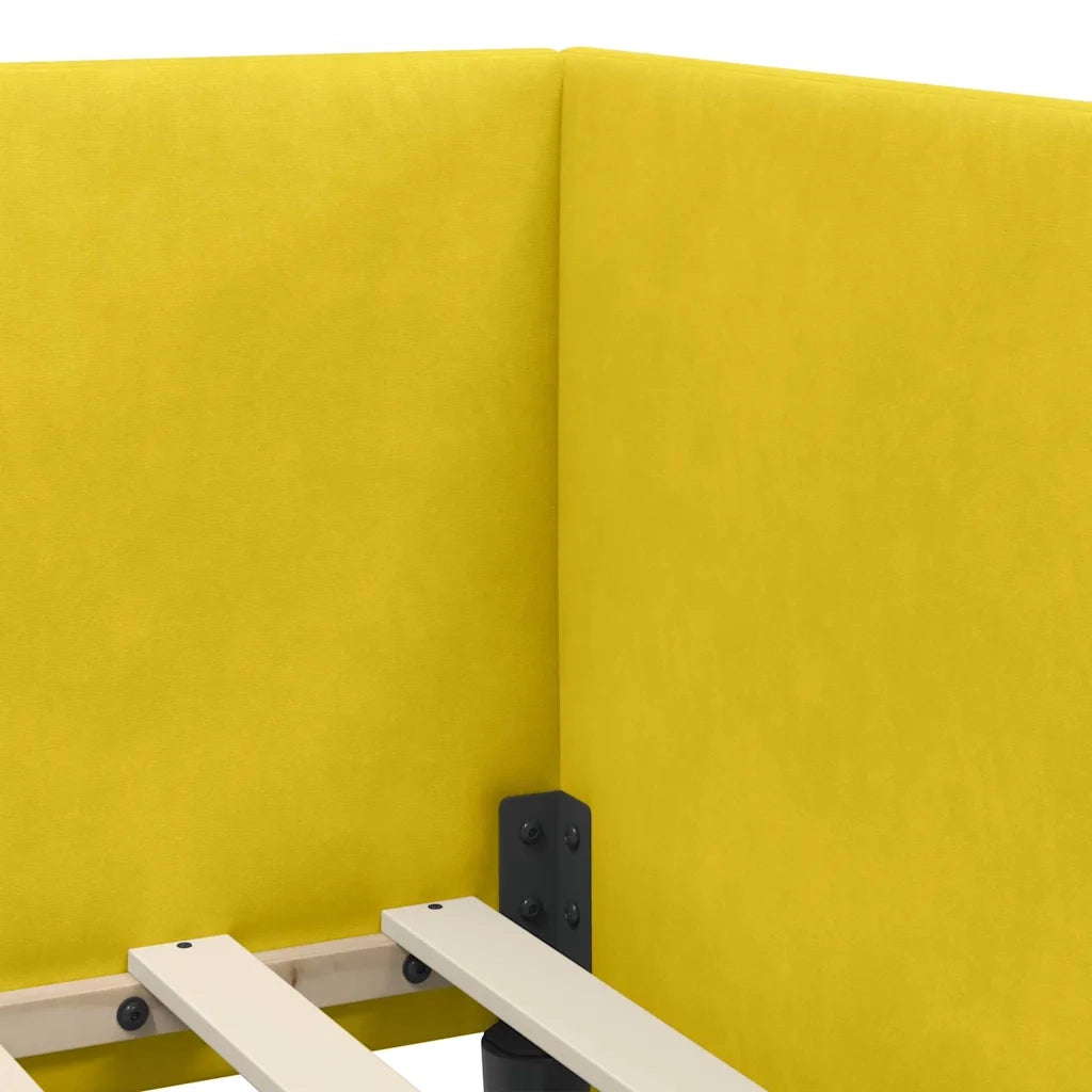Cornice del letto ad angolo Giallo 80 cm x 200 cm Velluto