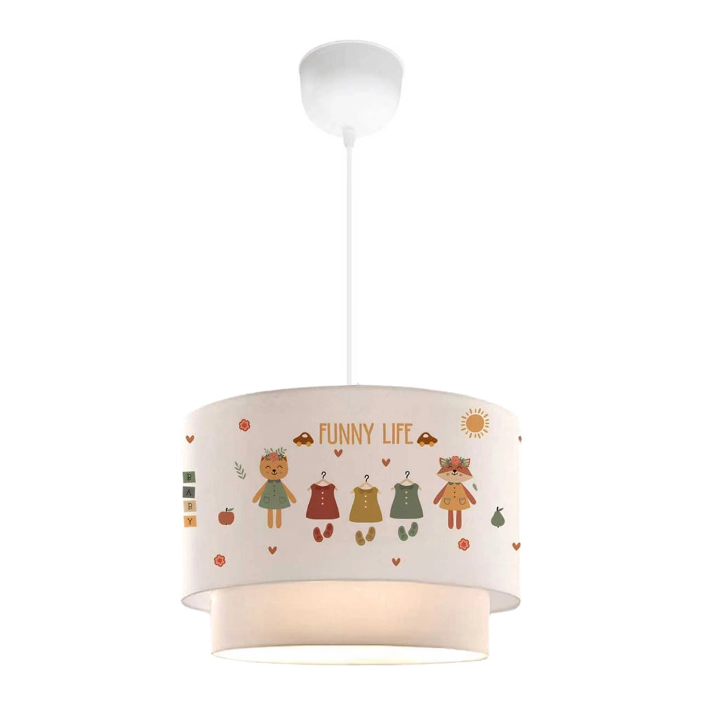 Lampada da terra a sospensione per bambini con motivo animali e vestiti bianchi 03_0010738