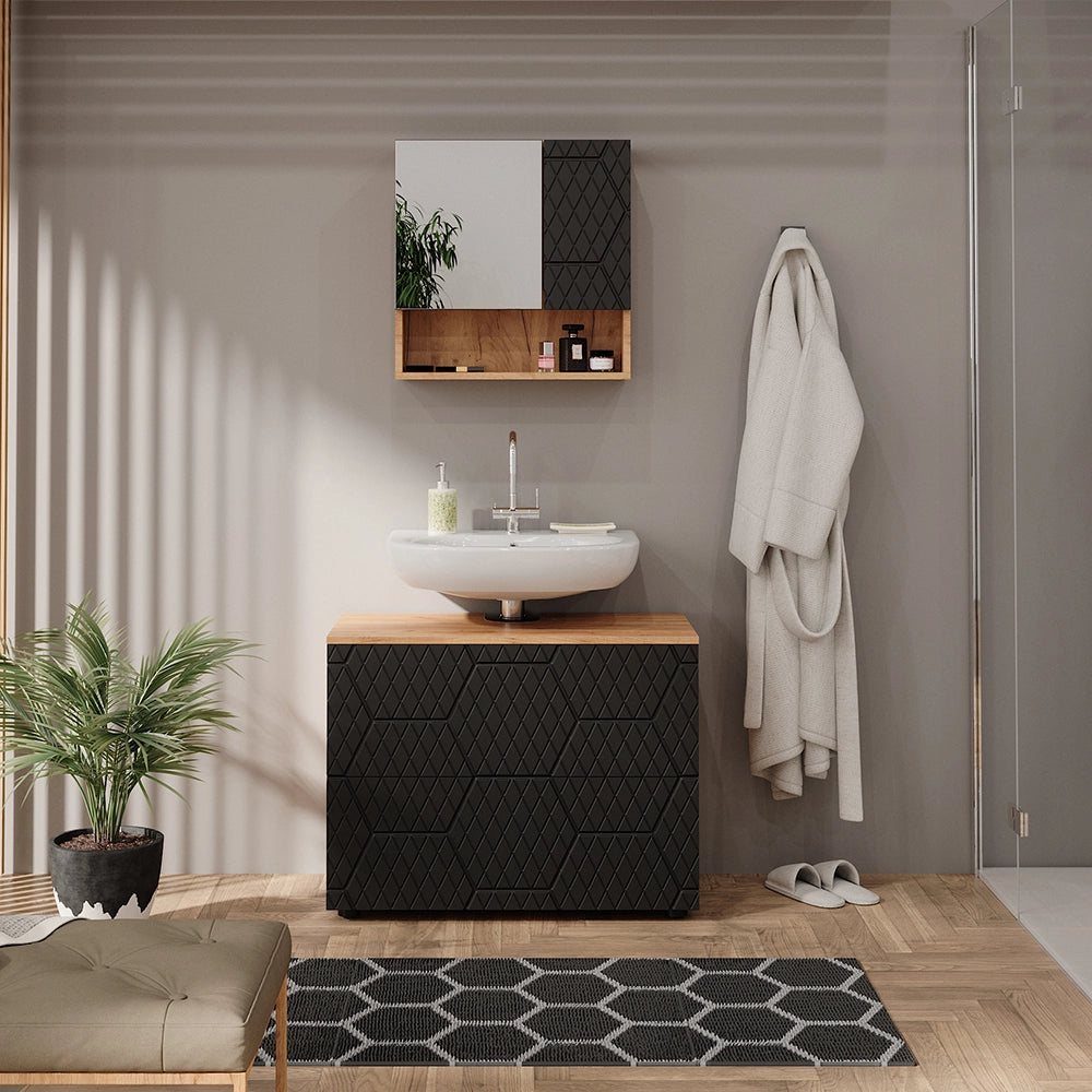Vicco Set mobili bagno Antracite con struttura a nido d'ape 2 parti