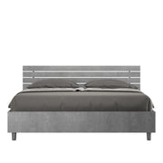 BS COM Letto matrimoniale contenitore doppia alzata 160x190 testata dritta con doghe cemento