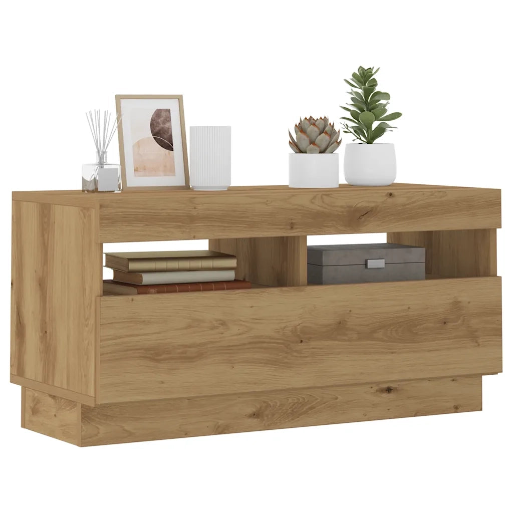 vidaXL Mobile TV con Luci LED Artigianale 80x35x40cm Legno Multistrato