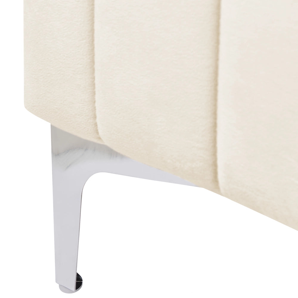 Letto in velluto beige UE Matrimoniale 140 x 200 cm Testiera Imbottita con Gambe in metallo Design moderno