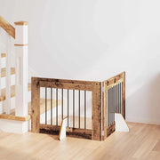 Cancello per cani con supporti 2 pcs Legno antico 80 x 60 cm 892131