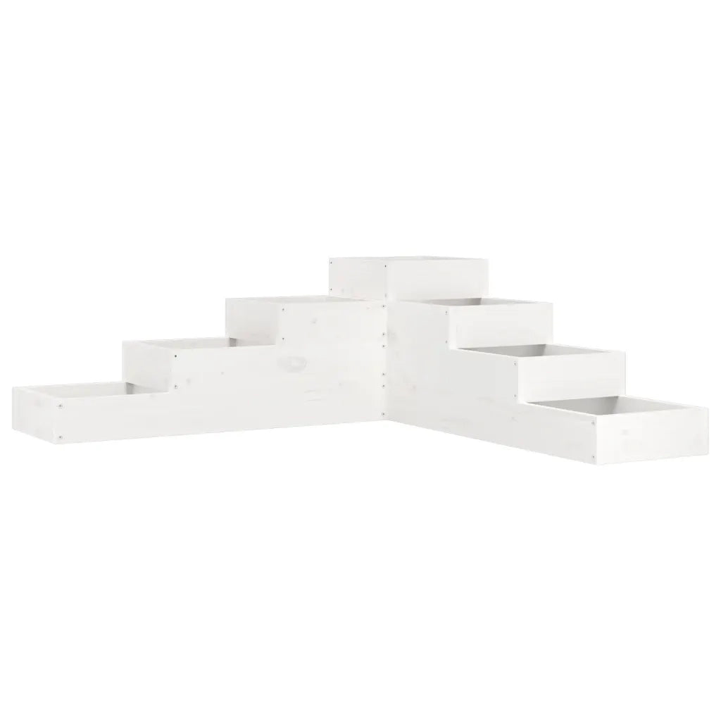 Fioriera Giardino 4 Ripiani-Vaso da Esterno-Contenitore per Piante Bianca 106x104,5x36cm Massello Pino