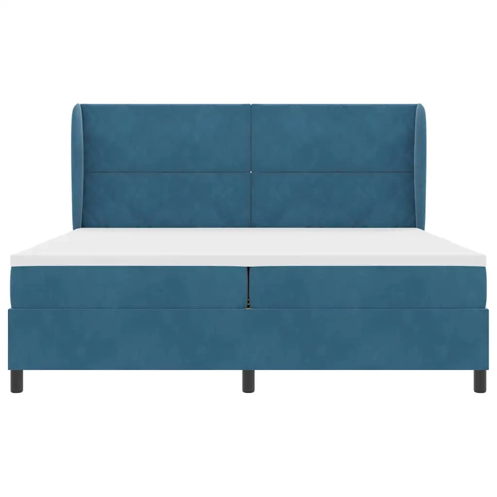 Letto a molle con materasso Blu Scuro 200 x 200 cm Velluto 3341004