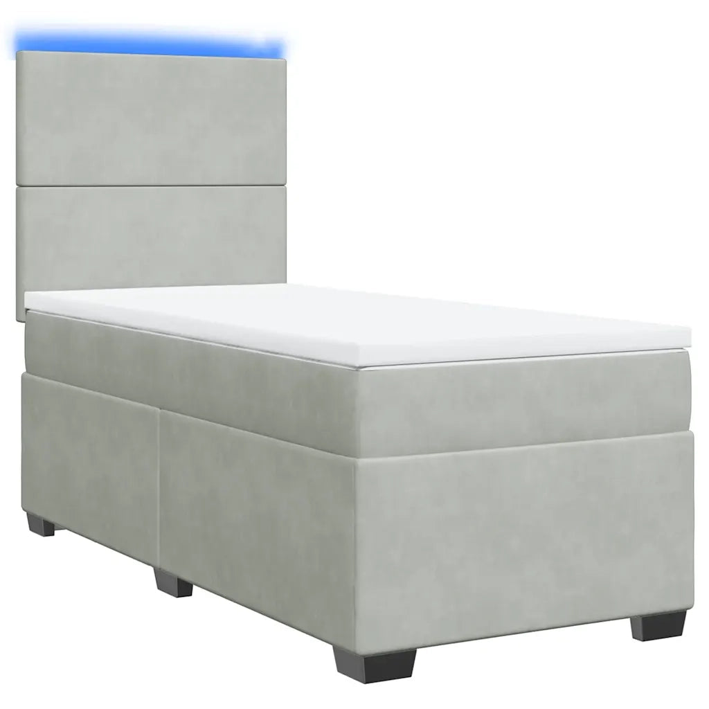 Giroletto a Molle con Materasso Grigio Chiaro 100x200cm Velluto 3293128
