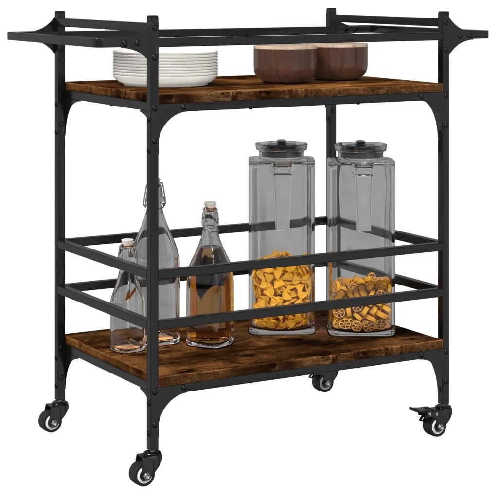 Carrello da Cucina-Scaffale per Cucina Rovere Fumo 82x40x78,5 cm Legno Multistrato