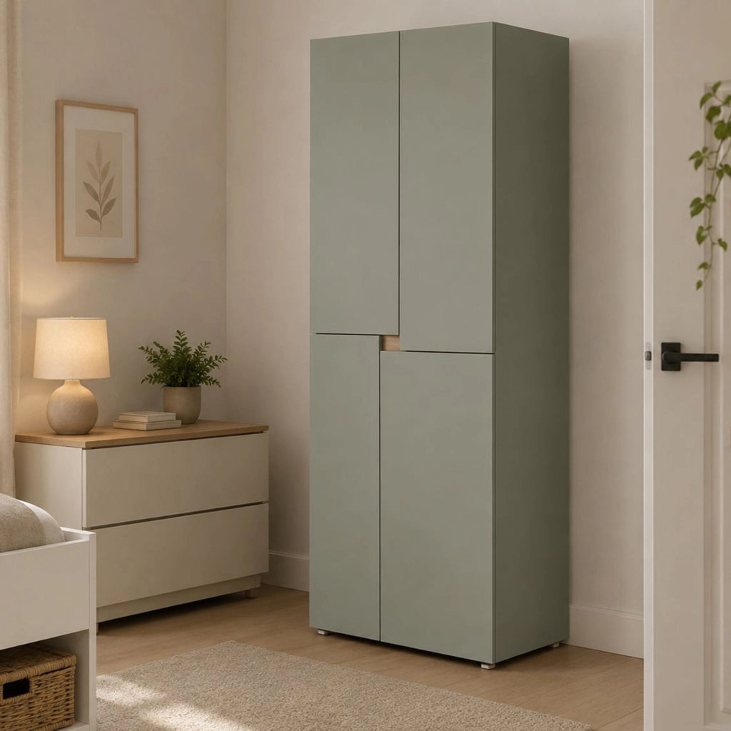 Armadio Camera da Letto Lidasime, Guardaroba Grande 5 Ripiani, 42x184h cm Verde