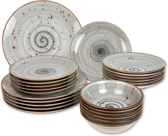 Servizi di lusso - set di servizio per 6 persone - set da tavola - piatti, ciotole, tazze - materiale duraturo - alta qualità premium