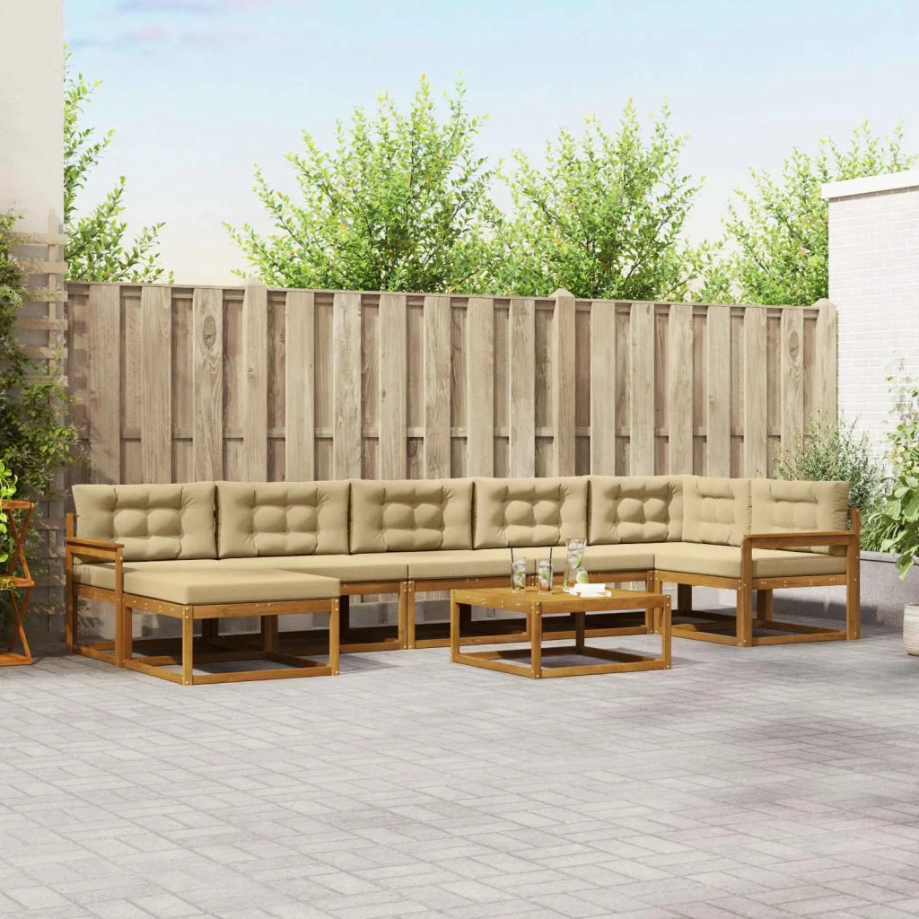 Set di divani da esterno con cuscino 8 pcs Naturale e Beige 3367921