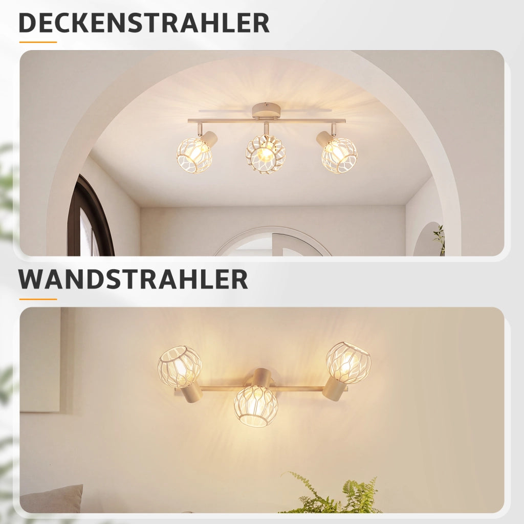 ZMH Faretto da soffitto Grigio E14 3 Luci Metall Orientabile Moderni per Soggiorno Cucina Corridoio Senza Lampadina