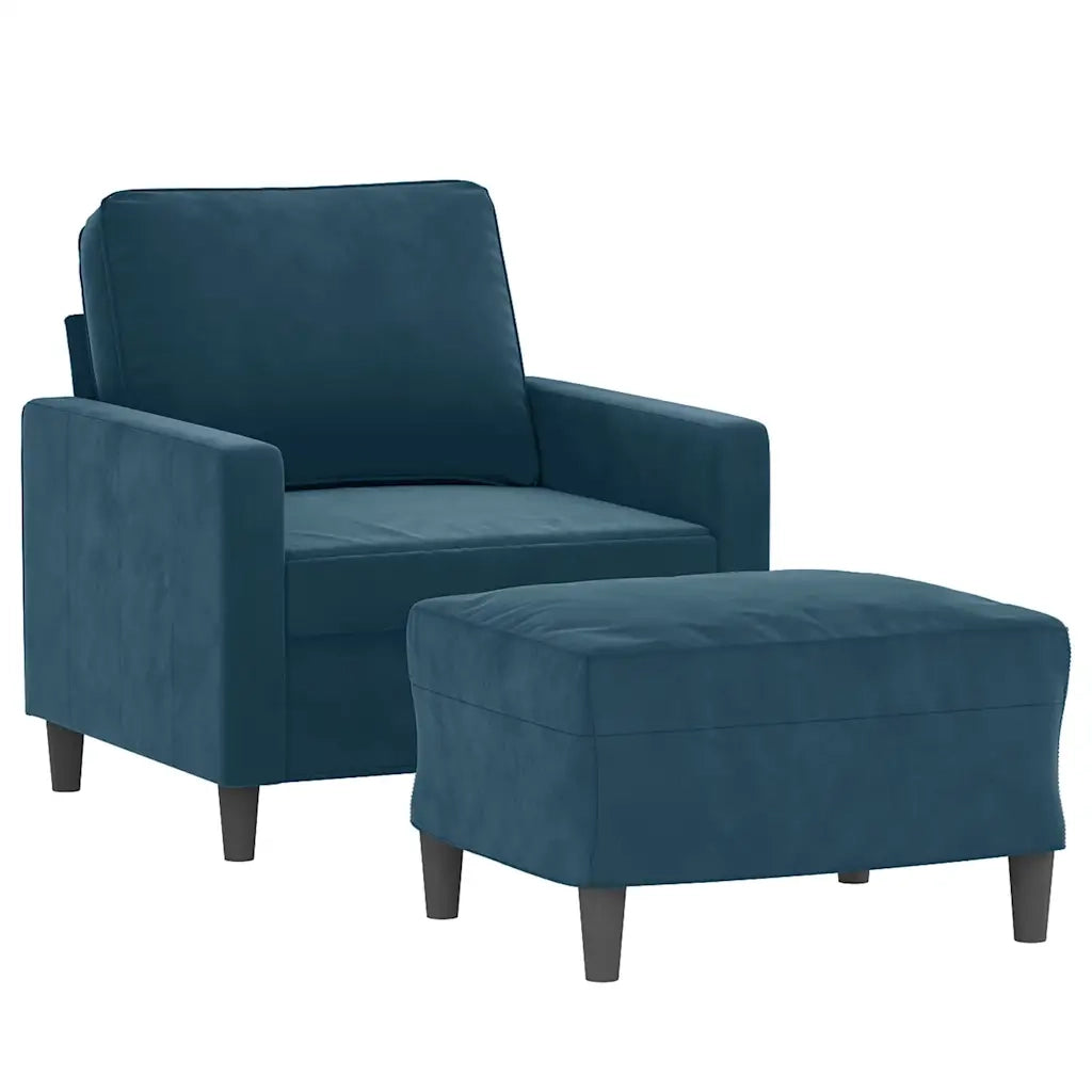 Divano Sedia-Poltrona con Poggiapiedi Blu 60 cm in Velluto 767843