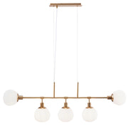 Maytoni Lampadario Sospensione Erich 5 luci E14 oro rosa metallo diffusore vetro