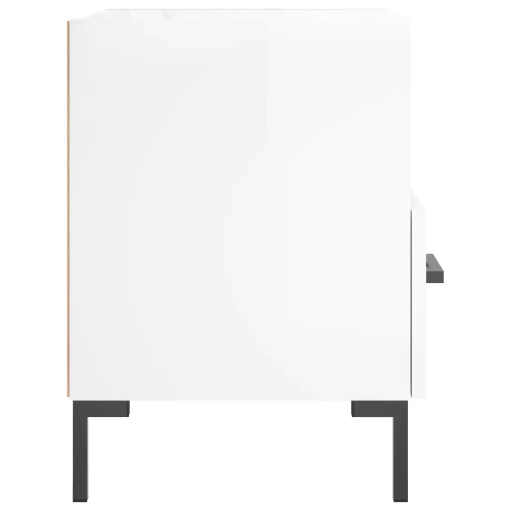 Comodini 2 pz Bianco Lucido 40x35x47,5 cm in Legno Multistrato 827441
