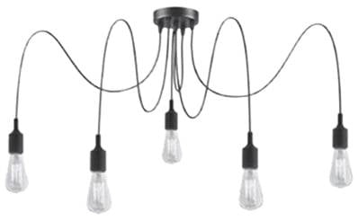 Lampadario Lucide FIX 5xE27 nero regolabile 100cm IP20