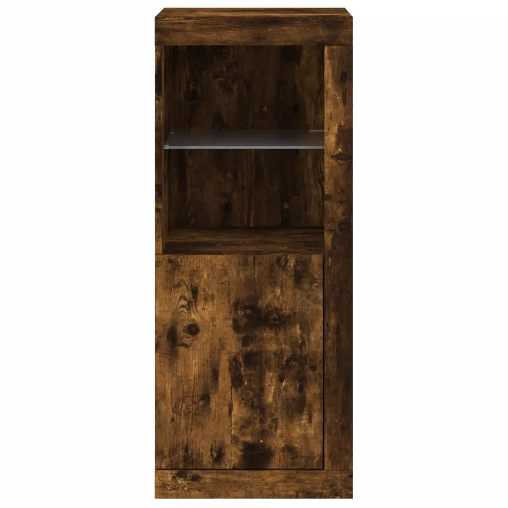 Credenza con Luci LED-Buffet-Armadio da cucina Rovere Fumo 41x37x100 cm 298609