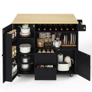 Credenza da cucina con 2 cassetti e portabottiglie - per cucina - in MDF - naturale e nero