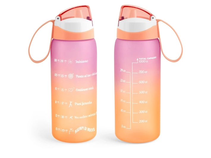 Bottiglia Motivazionale In Policarbonato Rosa/Arancio Lt 1