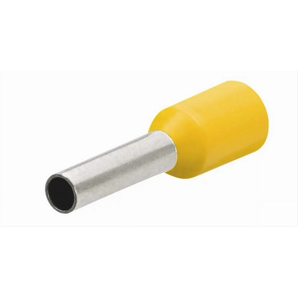 Trade Shop - Confezione 100pz Tubetto Capicorda Isolato Per Cavi Da 2.5mm² Terminale 8mm E2508 - Giallo