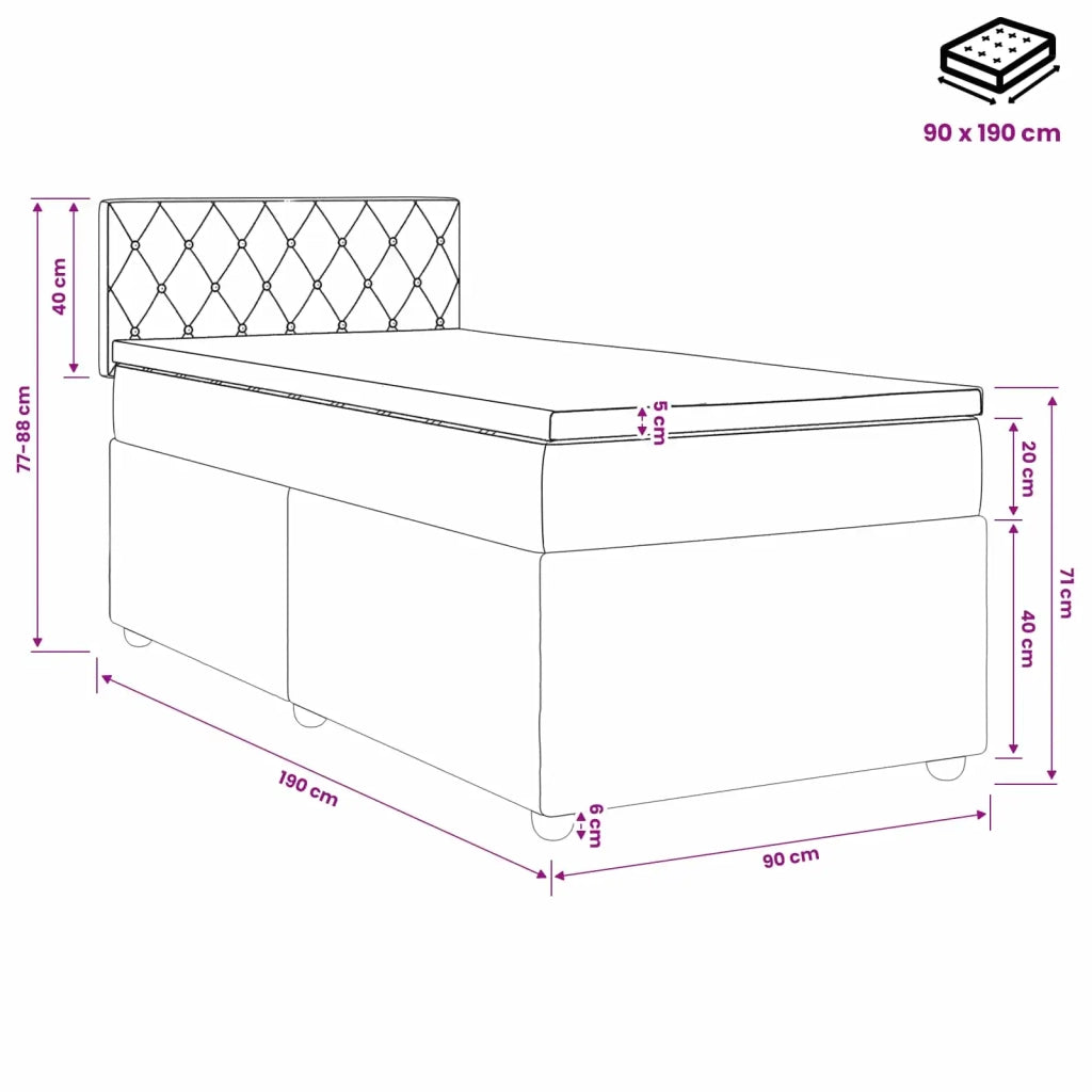 Letto box spring con materasso Rosa 90 x 190 cm Velluto 3451582