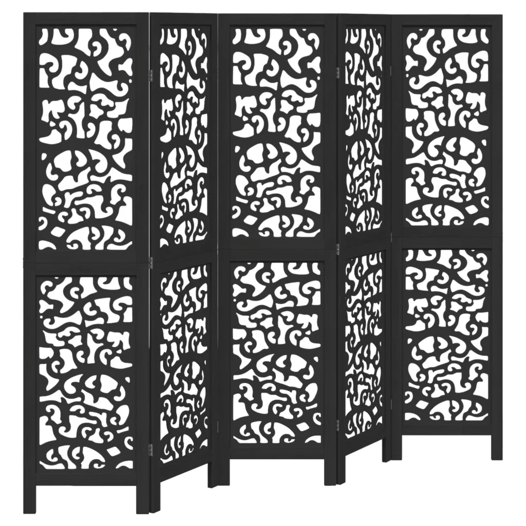 Divisorio Ambienti | Divider per stanze | Paravento 5 Pannelli Nero Legno Massello di Paulownia