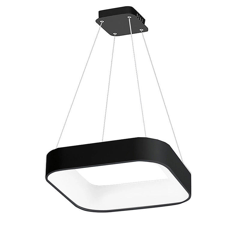 CHOPIN - Sospensione Quadrata a LED 60W, 3000K, Luce Calda, Struttura in Metallo Nero, Diffusore in Metacrilato, IP20 - Rossini Group