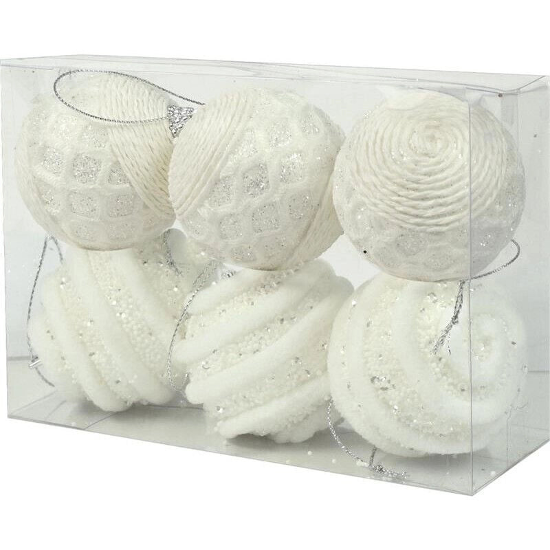 MA MAISON BOX DA 6 SFERE LUX DA 10 CM IN COLORE BIANCO