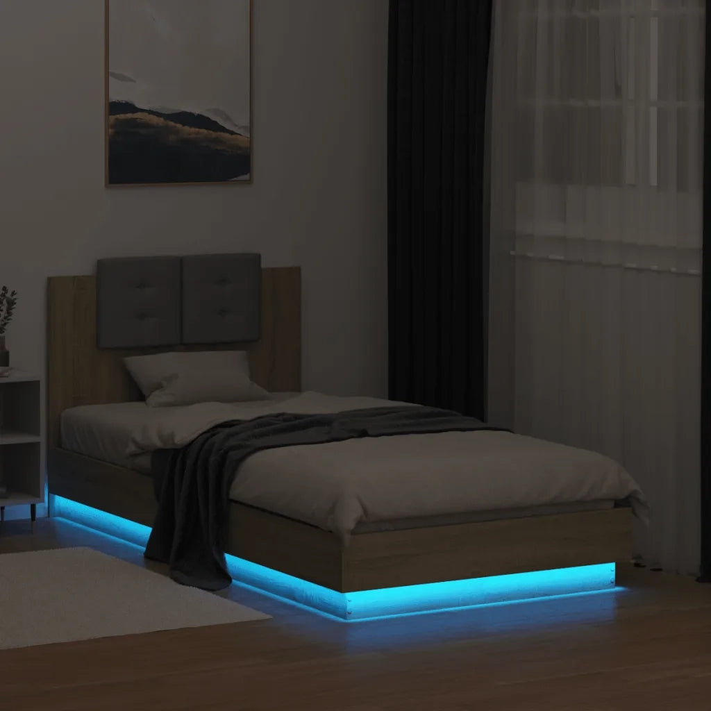 Giroletto con Testiera e LED Rovere Sonoma 75x190 cm 3210068