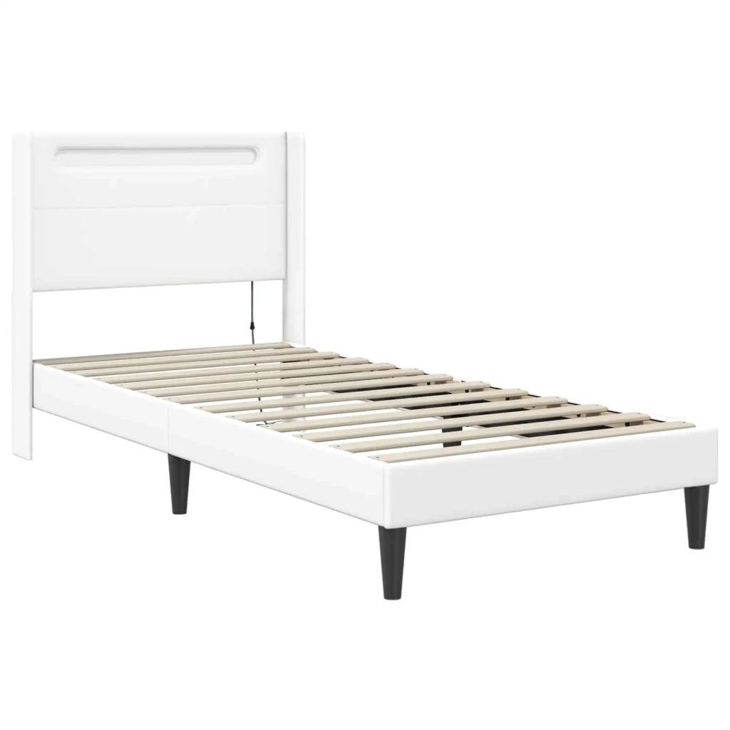 Struttura letto con materasso Bianco 80 x 200 cm Similpelle 3414893