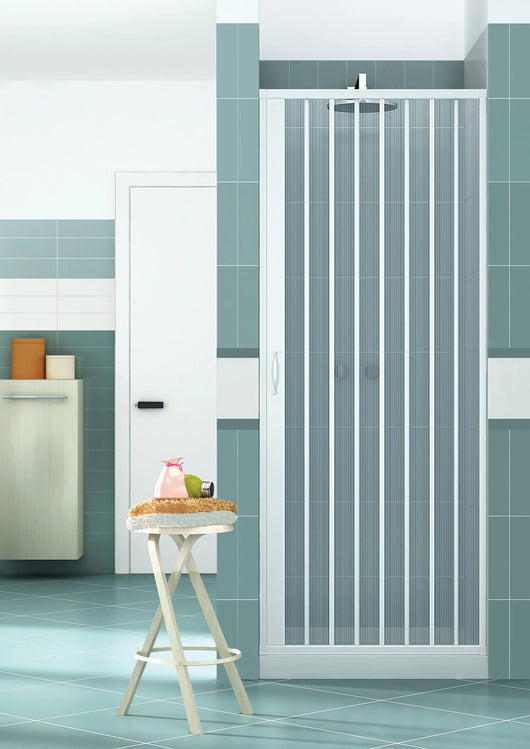 Porta Parete Doccia  1 Anta a Soffietto Apertura Laterale In PVC H185 Caldoni Vens 70 cm