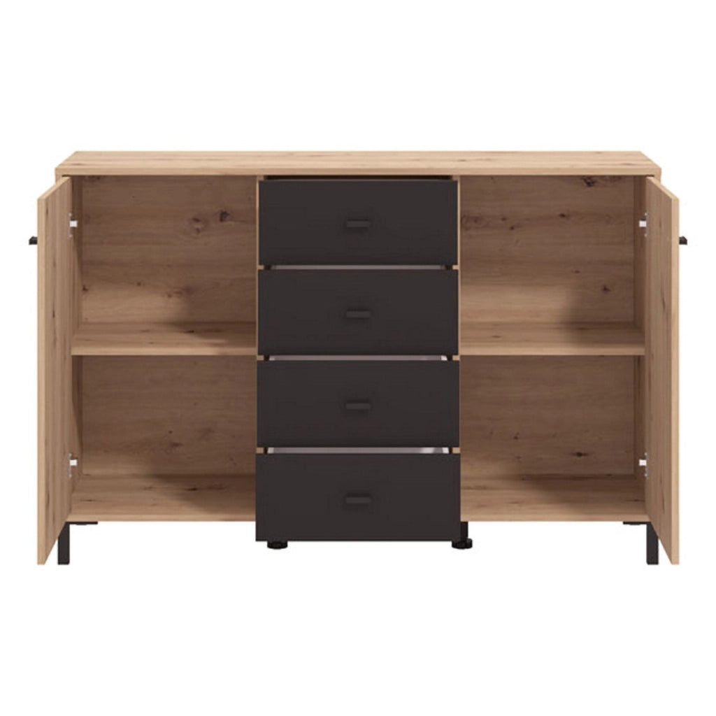 Madia Settime, Credenza 4 Cassetti, 138x40x90h cm Marrone Rovere Nodi