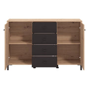 Madia Settime, Credenza 4 Cassetti, 138x40x90h cm Marrone Rovere Nodi