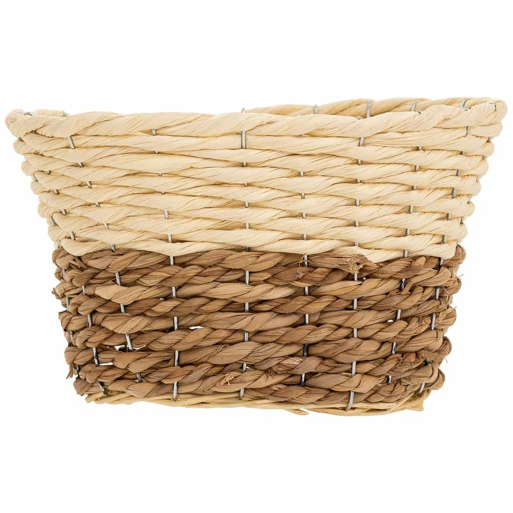 Cesto in legno, corda di carta e fibra naturale gialla 27x20x17