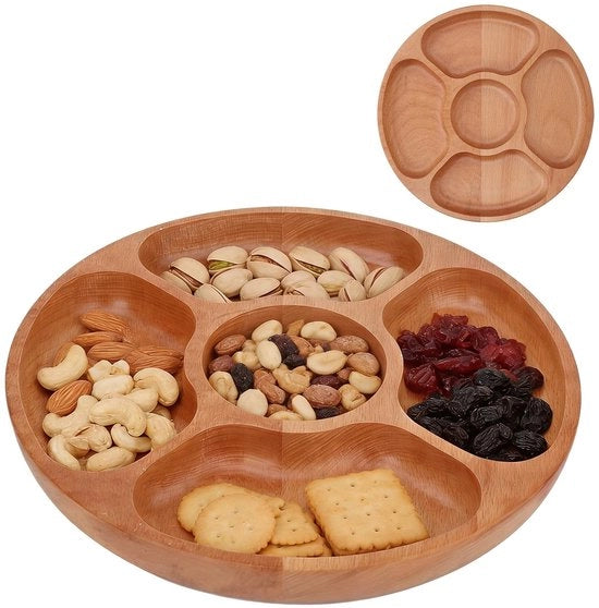 Servizio da Dessert in Legno con Portionatori e Spazi per Snack - 30 cm - Facile da Pulire