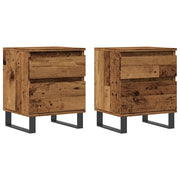 Set di 2 Comodini | Armadio da Notte | Mobiletto da notte Legno Antico 40x35x50 cm in Legno Multistrato