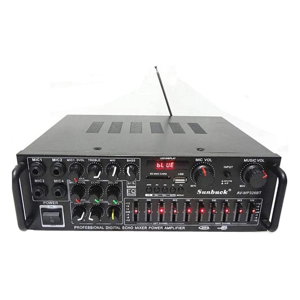 Trade Shop - Amplificatore Q-gf999 Professionale Audio 2x150w Karaoke Fm Bluetooth 5.1 Mp3 Usb -