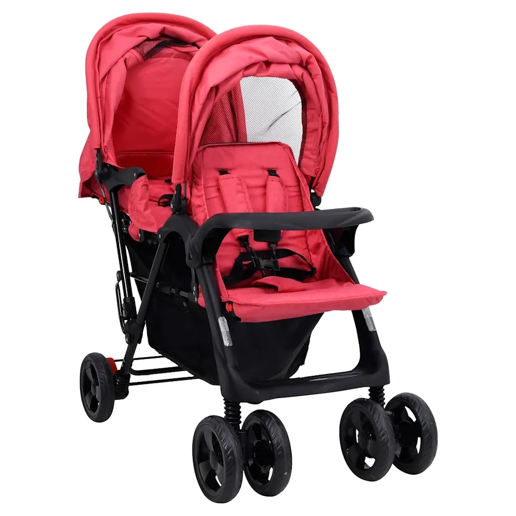 Passeggino Gemellare a Tandem Rosso in Acciaio CFW1478682