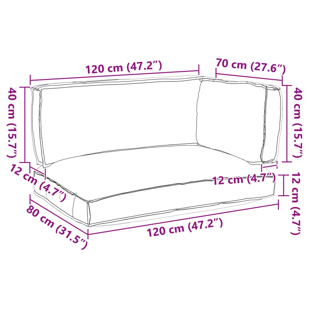 Set di 3 Cuscini per Pallet in Tessuto Oxford Nero