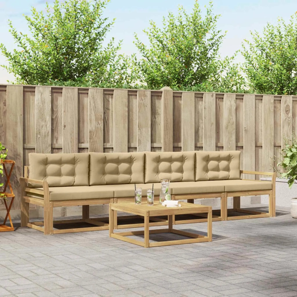 Set di divani da esterno con cuscino 4 pcs Bianco e Beige