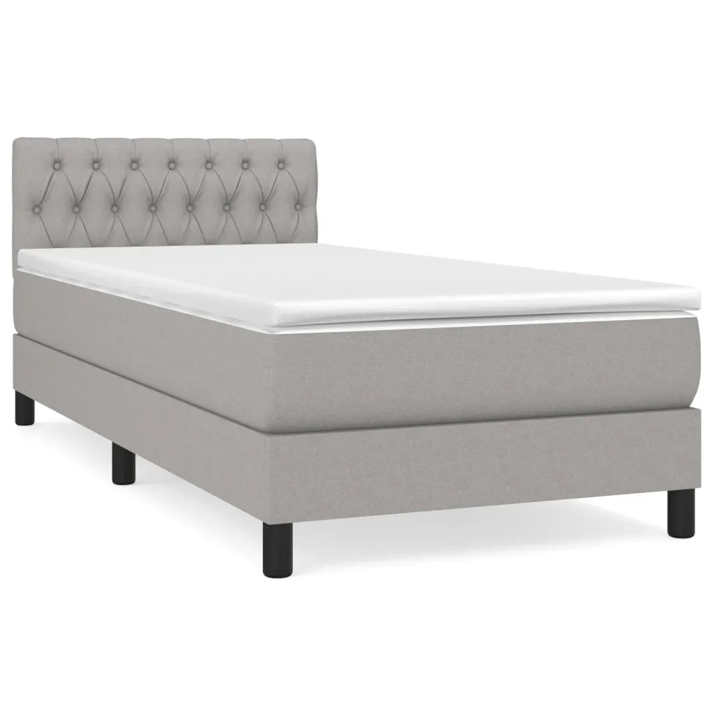 Giroletto a Molle con Materasso Grigio Chiaro 90x190 cm Tessutocod mxl 123455