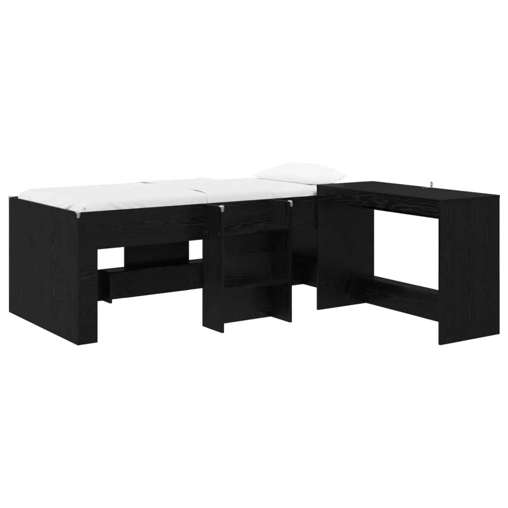 Letto alto per bambini con scrivania Rovere Nero 80 x 200 cm 3423439