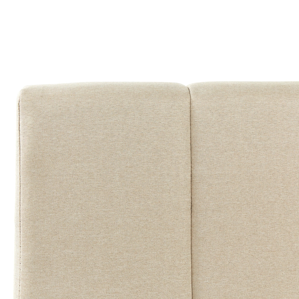 Letto contenitore Rivestimento in tessuto beige 140 x 200 cm con testiera a doghe